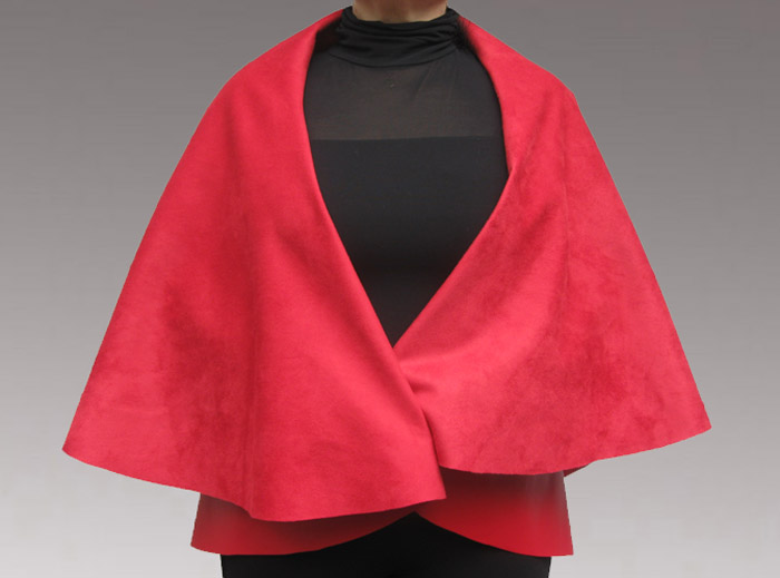 » Crimson/Ebony Cape-Shawl-Wrap